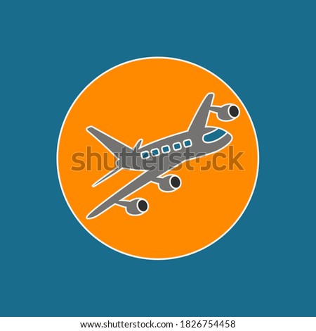 Airplanes Flying Vector isolated icon & black outline or stroke line contour on white backgrund art. plane takes off & flies. aviation Sign or symbol airline in Airport Illustration flat design simple