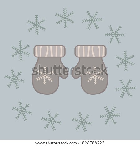 Illustration mittens. Winter clothes. Winter