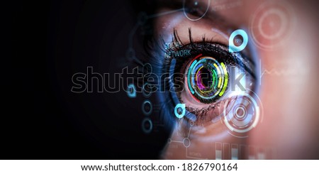 Close up of woman eye in process of scanning Royalty-Free Stock Photo #1826790164