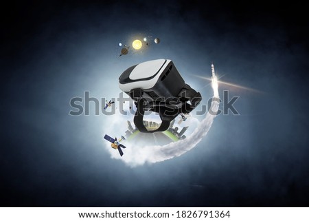 Image of floating virtual reality goggles