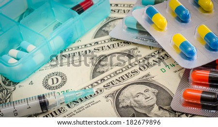 Concept of medicine and money 