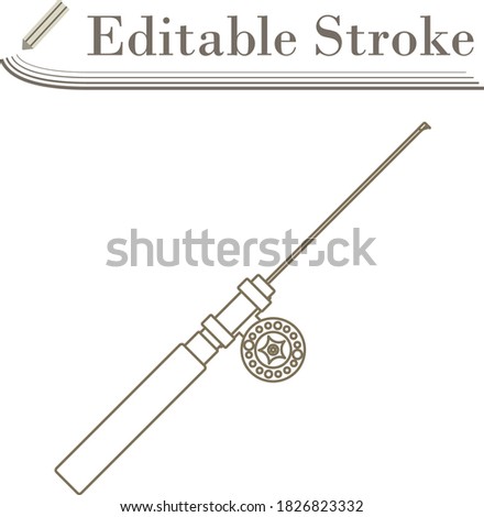 Icon Of Fishing Winter Tackle. Editable Stroke Simple Design. Vector Illustration.