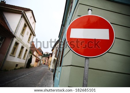 Color shot of a "Forbidden access" road sign