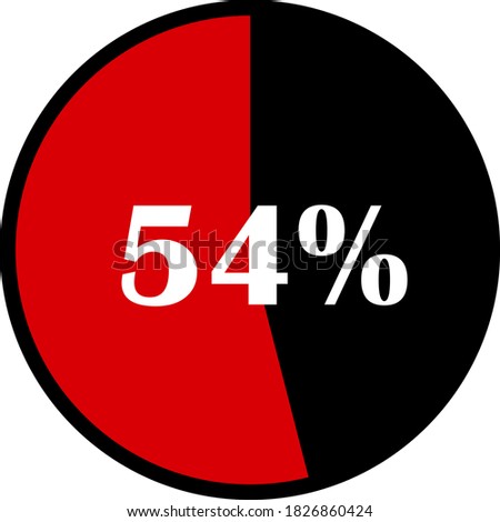 circle percentage diagrams meter ready-to-use for web design, user interface UI or infographic - indicator with red & black showing 54%
