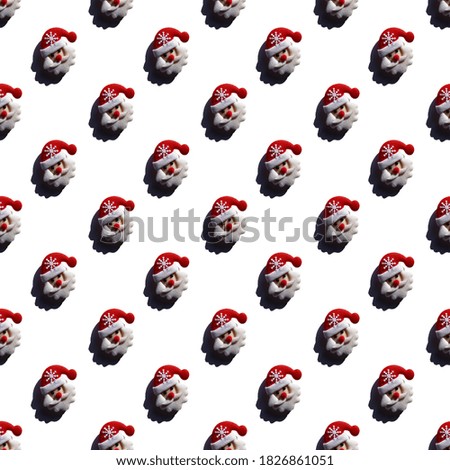 close-up pattern Santa Claus symbol of holidays Christmas and New Year. Flat lay
