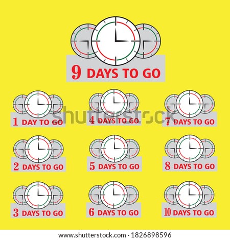 1 to 10 days to go counter stamps