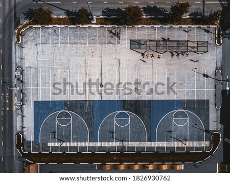 Basketball court, drone photography. View from above