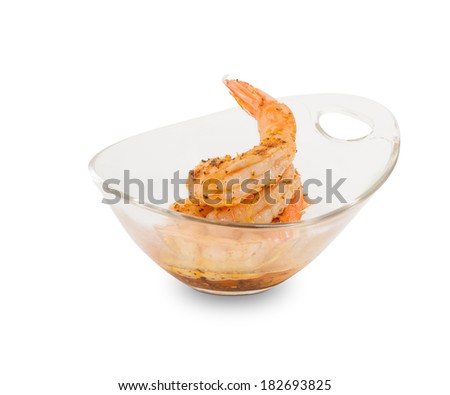 Shrimps isolated on white with spices