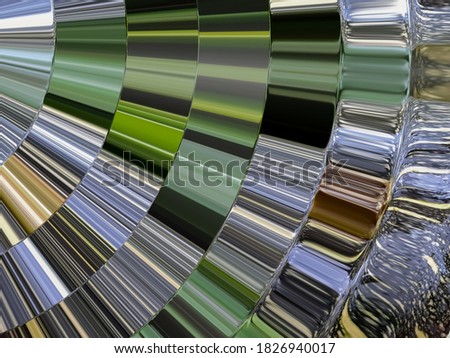 A multi green coloured reflective and shiny abstract concentric circle decorative design image