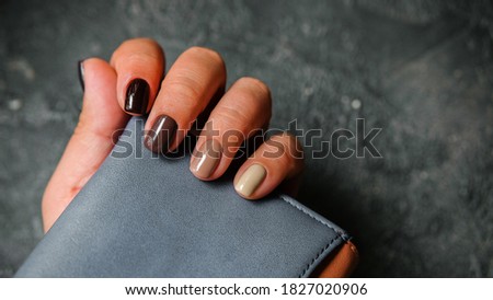 trendy nails design. top view. place for text. flat lay pictures