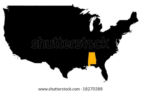 Alabama location map (USA). High resolution. Mercator Projection.
