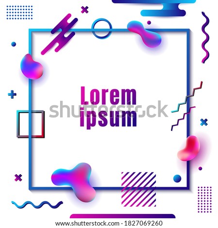 Modern and trendy invitation design template geometric fluid gradient shapes on white background. Vector illustration