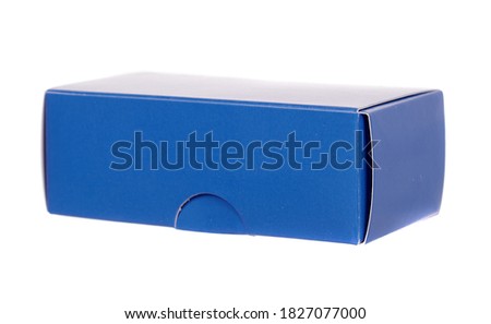 Blue cardboard box. Isolated on white background.
