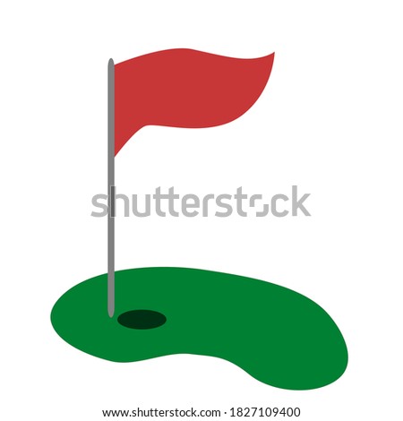 Golf course green with flag .Vector illustration isolated on white background for sports apps and websites.
