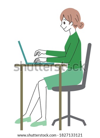 Clip art of a woman operating a computer