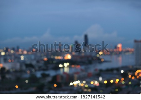 Abstract image of bokeh lights in city blue background