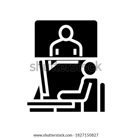 video call or remote interview glyph icon vector. video call or remote interview sign. isolated contour symbol black illustration