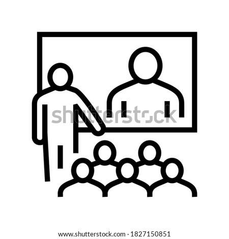 online conversation with group line icon vector. online conversation with group sign. isolated contour symbol black illustration