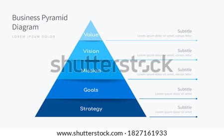 Abstract six-step pyramid infographic template, business diagram design in professional blue tone Royalty-Free Stock Photo #1827161933