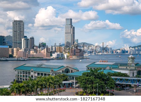 Skyline and Victoria Harbour in the afternoon at Central, Hong Kong
