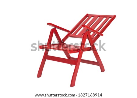 Red wooden chair isolated on white background. 