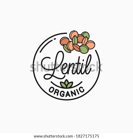 Lentil logo. Round linear logo of lentil on white background Royalty-Free Stock Photo #1827175175