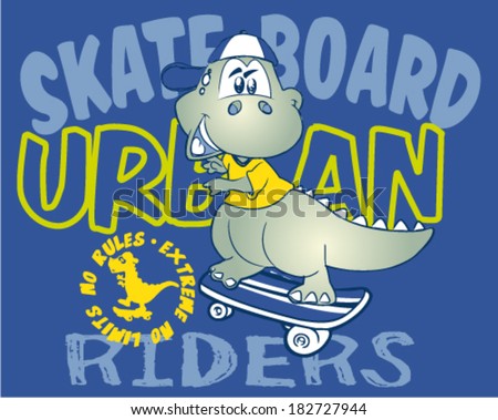 Dino urban skateboarder cartoon