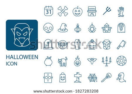 Halloween thin line icon set. Vector linear symbol pack.