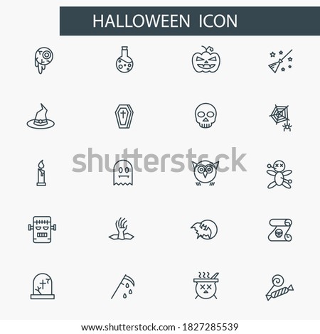 Halloween thin line icon set. Party symbols collection, vector