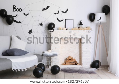 Room interior decorated for halloween