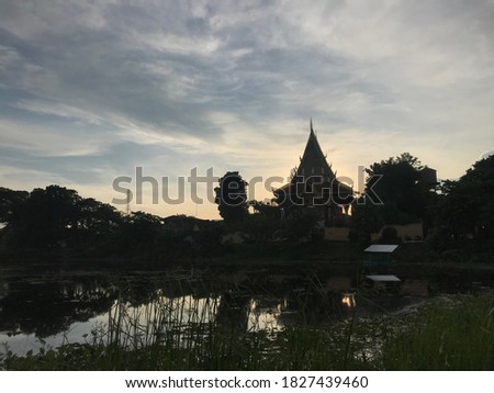 Temple in sunset on Thailand.