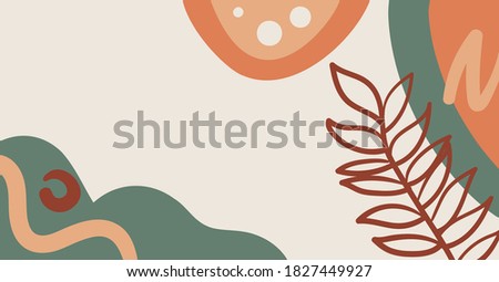 Autumn leaf in a hand drawn linear style on colorful abstract background.