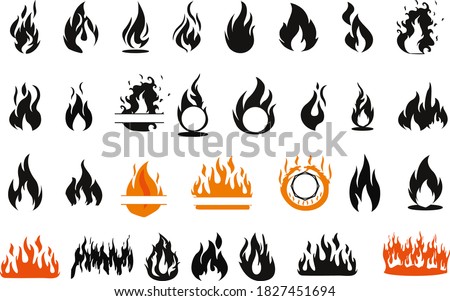 Fire set, Flames bundle, flames SET. Fire flame icon. VECTOR