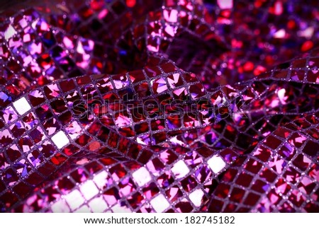 Purple lilac glitter square sequin glitter fabric background. Holiday, Christmas, Valentines, Spring abstract texture