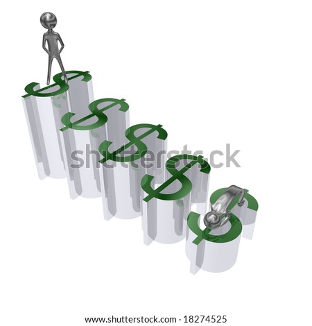 3d rendered dollar ladder with the wealthy on top and the poor on the bottom.