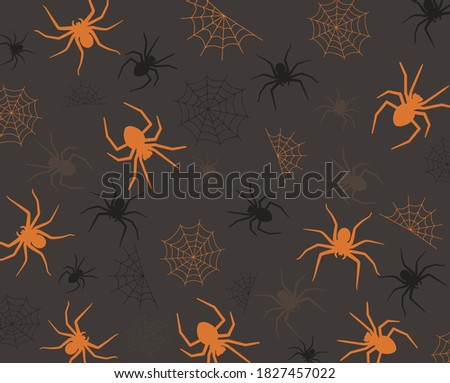 Halloween background pattern with spiders