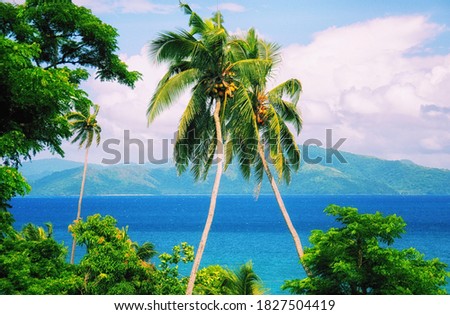 Scenic View Of Fiji Island Against Sky At Sunset