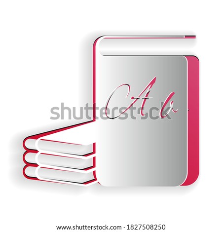 Paper cut ABC book icon isolated on white background. Dictionary book sign. Alphabet book icon. Paper art style. Vector.