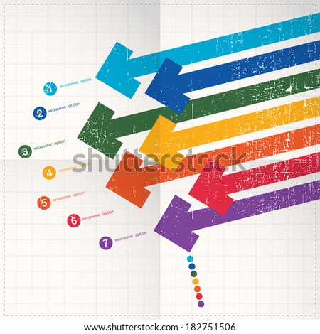 Infographics options banner with arrows on folded paper