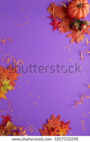 Autumn halloween decoration purple background concept design Party