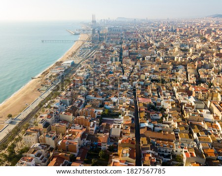Aerial view of the spanish city of Badalona. Barcelona, Spain Royalty-Free Stock Photo #1827567785