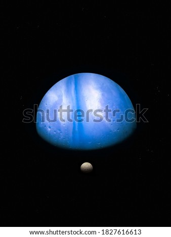 realistic surface of an alien planet, view from the surface of an exo-planet, planet with satellite, stone planet, desert planet 3d render