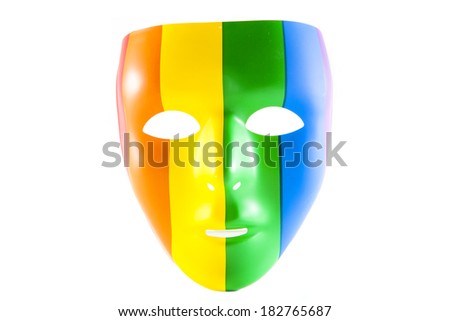 A rainbow mask against a white background