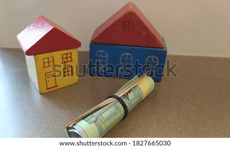 House with euro notes. Focus on euro notes.
