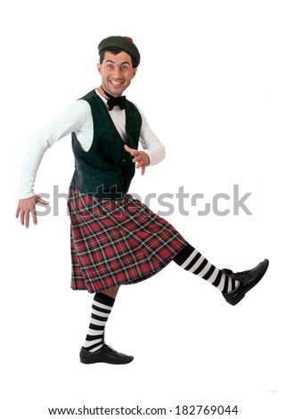 Portrait of expressive man in Scottish costume