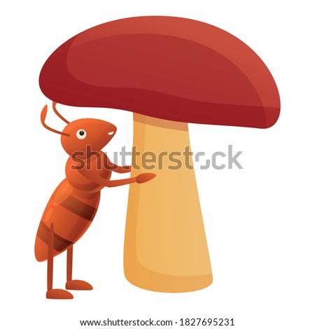 Ant under mushroom icon. Cartoon of ant under mushroom vector icon for web design isolated on white background