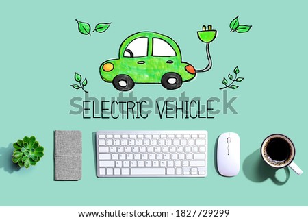 Electric car with a computer keyboard and a mouse