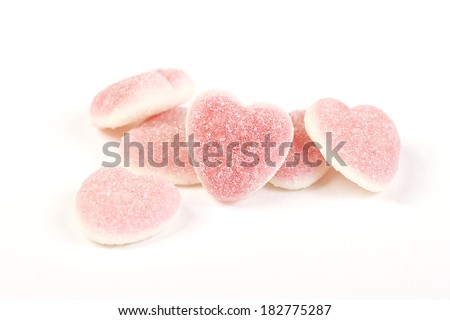 heart-shaped candies isolated on white background