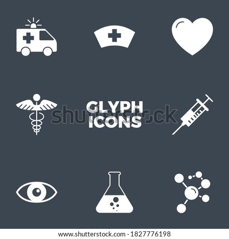 Medical Vector Icons Set. Glyph Related Icons, Sign and Symbols in Flat Design Medicine and Health Care with Elements for Mobile Concepts and Web Apps. Collection Infographic Logo and Pictogram
