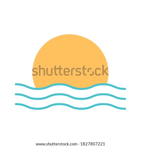 Sun on sea flat style icon design, summer nature tropical season holiday sunny weather and energy theme Vector illustration